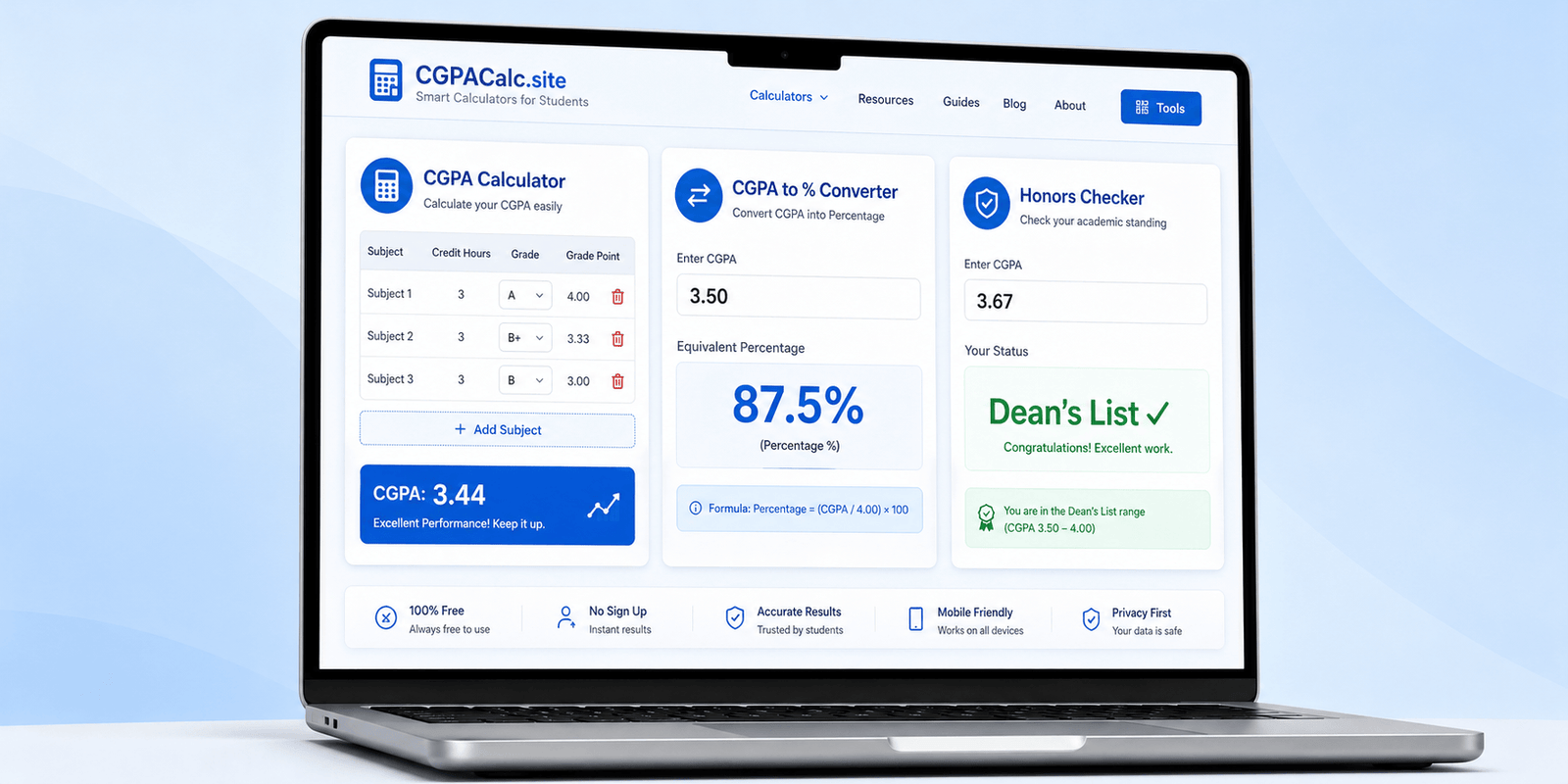 CGPACalc.site free calculator tools preview